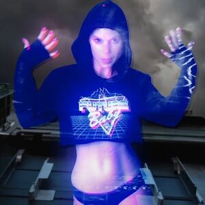 ZEF Industries Black ‘Future Baby’ Cropped Hoodie Sz L Rare Die Antwoord